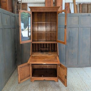 1920's Vintage Solid Oak Bookcase, Writing Desk
