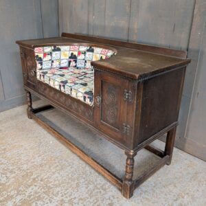 1950's Vintage Dark Oak 'Telephone Seat' with Cupboards