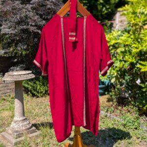 1960's Vintage Simple Dark Red Cotton Dalmatics with Orphreys