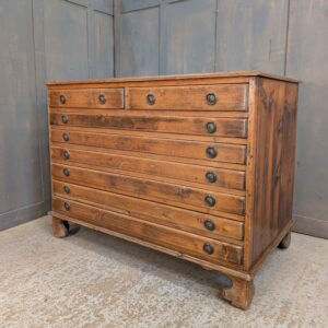 Early 1920's Antique Pine Vestment Plan Chest with Pull Ring Handles