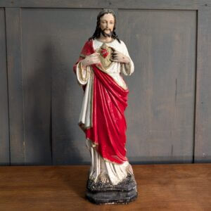 Antique Mid-Size Religious Statue of Christ the Sacred Heart