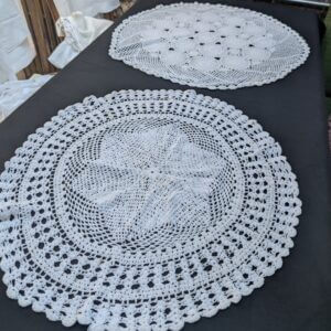 Communion Linen #6 - 2 Large Embroidered Circular Corporals Altar Table Cloths Fair Linens