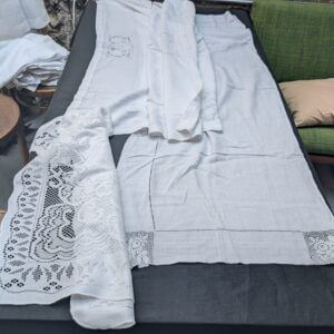 Communion Linen #11 - 3 Long Vintage Embroidered Lacework Altar Table Cloths Fair Linens