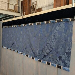 Deep Blue Damask Silk Altar Frontal with Dark Blue Velvet Superfrontal