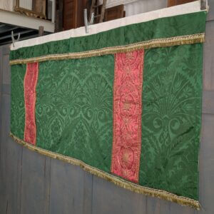 Smaller Size Vintage Altar Frontal in Emerald Green Damask Silk