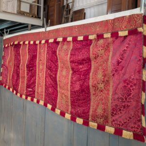 Fantastic Falling Apart Large Red Silk Damask Altar Frontal with Superfrontal
