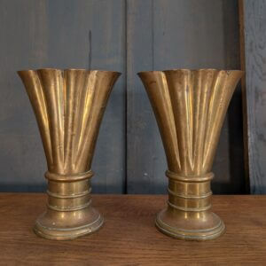 Heavy Brass Antique 'Shell' Church Vases