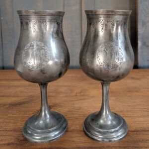 Pair of Mid 19th Century Pewter Church Chalices