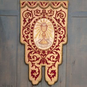 Striking and Special Heavily Embroidered Religious Hanging Banner Depicting The Holy Chalice