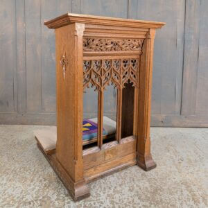 Fine Carved Gothic Pale Oak Prie Dieu Prayer Desk from St James Rhossdu