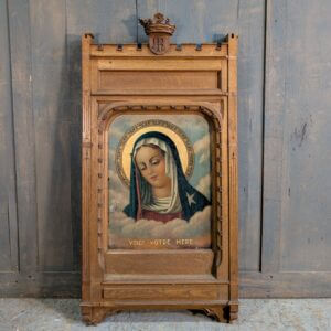 'Here is your Mother' Antique Oak Framed Centrepiece with Oil Painting of the Holy Virgin