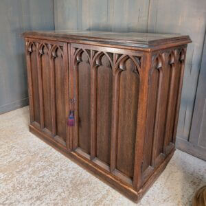 Small Antique 1890's Gothic Oak Altar Cabinet Conversion