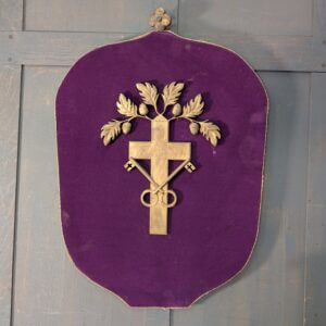 Large Purple Velvet Shield with Variation of St Peter's Cross with Acorns