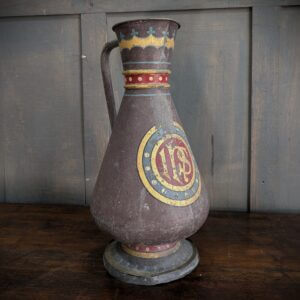 Mid 19th Century Polychrome Pewter Church Baptismal Jug Ewer