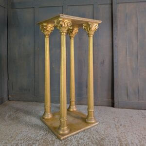 Ornate Vintage Golden Corinthian Columned Statue Stand