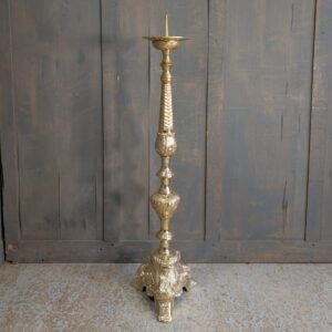Large Solid Brass Paschal Candlestick in the Beaux Arts Style