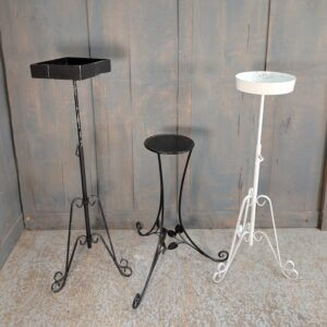 Three Assorted Vintage Church Steel Plant Stands Two Adjustable