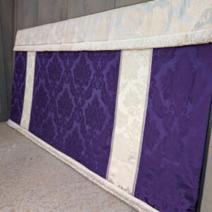 Nicely Contrasting Purple & Silver Damask Altar Frontal with Superfrontal