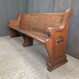 1940's Vintage American Carved Oak Church Pew Bench