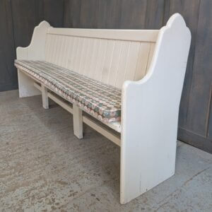 Long Farrow & Ball White Painted Pine Church Chapel Pew from Piddinghoe