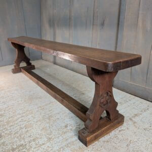 Lovely Antique Good Size Oak Gothic Church Bench