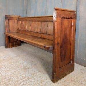 19th Century Waxed Antique Church Pew bench from St Andrew's Great Staughton with Detailed Ends