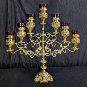 Exciting & Dramatic Large Brass Seven Branch Benediction Candelabra