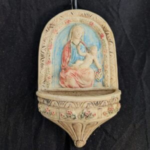 Small Italian Della Robbia Style Heavy Resin Piscina Holywater Font Stoop