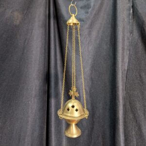 Miniature Brass Dome & Cross Top Incense Burner Censer Thurible USED
