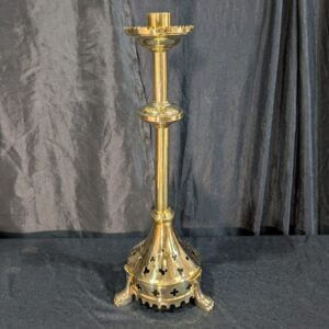 Single Large Gothic Style Brass Candlestick