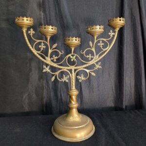 Five Branch Antique Gothic Flemish Benediction Candelabra