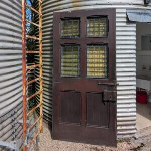Very Heavy Glazed Oak Church Door with Great Handles & Lock