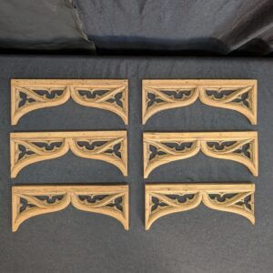 Six Small Narrow Antique Gothic Oak Carved Features Panels