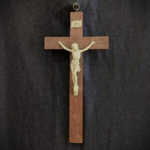 Poor Man's Simple Plastic & Wood Hanging Crucifix