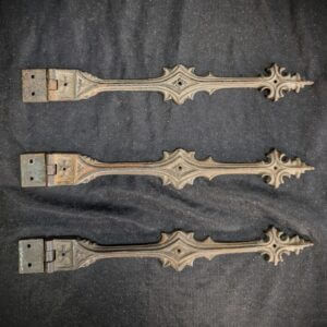 Three Exquisite Victorian Gothic Iron Furniture Hinges