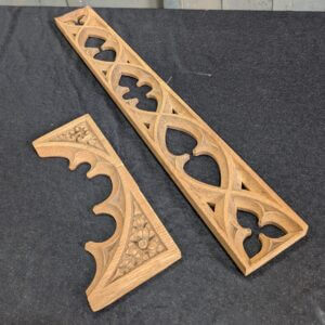 Long & Narrow Carved Antique Gothic Feature Panel plus Not Quite Matching Archway