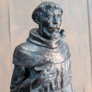 Heavy Bronzed Religious Statue of St Francis of Assisi