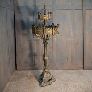 French Rocco Revival 1890's Grand Eccleisistical Brass Floor Candleabra