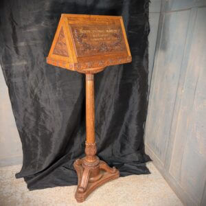 Carved Classic Oak Pedestal Lectern from a School Chapel