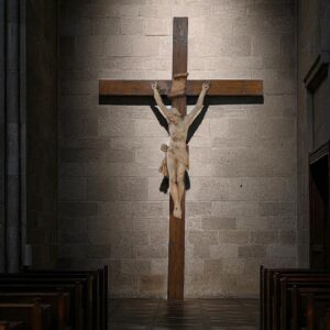 Imposing & Striking Nearly Life size Belgian Convent Antique Crucifix