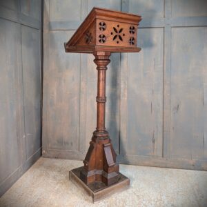 Handsome 1860's Gothic Oak Pedestal Church Lectern from St Giles Darlton