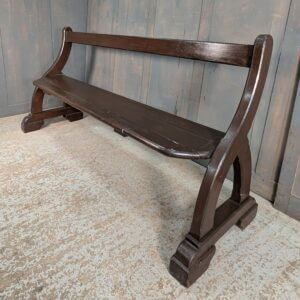 Lightweight Simple 'Y' Ended Antique Pine Bar Back Church Bench