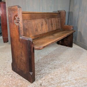 Antique Simple Cutaway End Oak Pew Benches from St Faith's Gaywood
