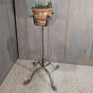 Wrought Iron Plant Stand with Faux Wood Bucket & Bloom Holders