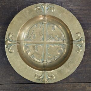 Large Antique Memorial 1890 Brass Alms Dish from St James Wrexham
