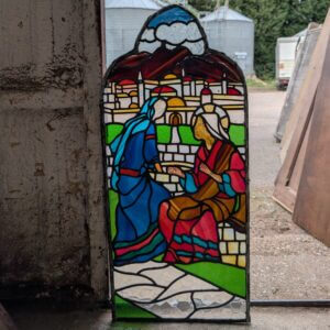 Simple Vibrant 1920's Stained Glass Window Jesus & Woman at the Well