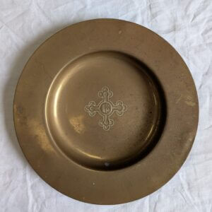 Large Vintage Brass 'IHS' Church Communion Plate