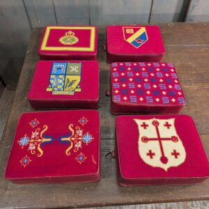 Set of 6 Embroidered Red Church Kneelers Hassocks Cushions #1
