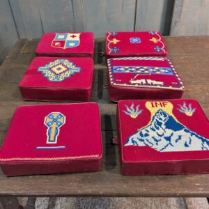 Set of 6 Embroidered Red Church Kneelers Hassocks Cushions #2