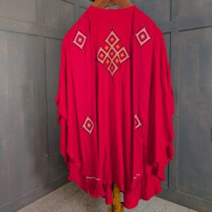 Bethlehem Made Embroidered Red Cotton Chasuble with Stole